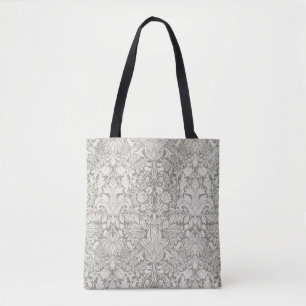 Elegante formele witte damast kant brokaat tote bag