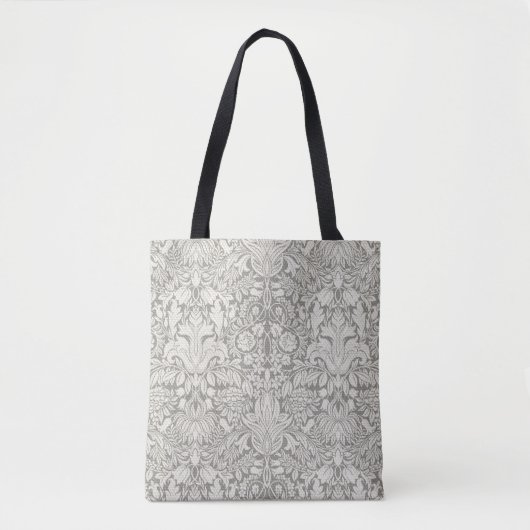 Elegante formele witte damast kant brokaat tote bag (Voorkant)