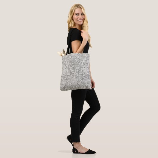 Elegante formele witte damast kant brokaat tote bag (Op model)