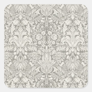 Elegante formele witte damast kant brokaat vierkante sticker