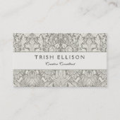 Elegante formele witte damast kant brokaat visitekaartje (Voorkant)
