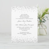 Elegante formele witte zilveren glitters bruiloft kaart (Staand voorkant)