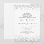 Elegante formele witte zilveren glitters bruiloft kaart (Voorkant / Achterkant)