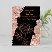 Elegante formele Zwart stropdas Roos Gold Wedding Folie Uitnodiging (Staand Voorkant)