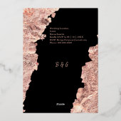 Elegante formele Zwart stropdas Roos Gold Wedding Folie Uitnodiging (Achterkant)