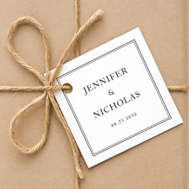 Elegante formele zwart-wit bruiloft bedankjes labels