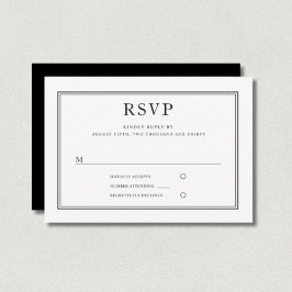 Elegante formele zwart-wit bruiloft RSVP Kaartje