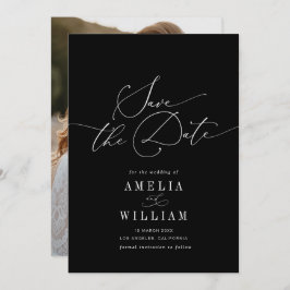 Elegante formele zwart-wit bruiloft save the date