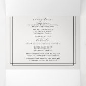 Elegante formele zwart wit eenvoudige bruiloft dri drieluik uitnodiging (Binnenkant midden)