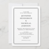 Elegante formele zwart-witte bruiloft kaart (Voorkant)