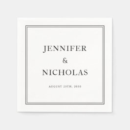 Elegante formele zwart-witte bruiloft servet