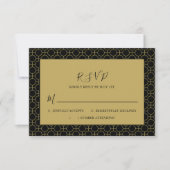 Elegante formele zwarte en gouden trouw-RSVP kaart (Voorkant)