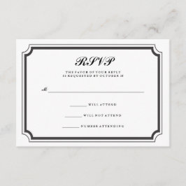 Elegante formele zwarte en witte RSVP Kaartje