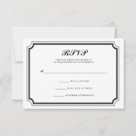 Elegante formele zwarte en witte RSVP Kaartje