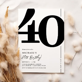 Elegante Forty 40e verjaardagsfeestuitnodiging Kaart