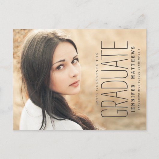 Elegante foto | 2016 Uitnodiging voor afstudeerfee (Voorkant)