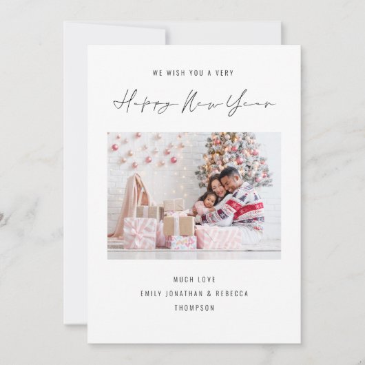 Elegante foto 2026 Kalender Gelukkig Nieuwjaar Feestdagenkaart (Voorkant)