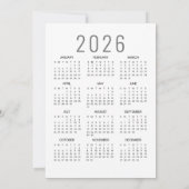 Elegante foto 2026 Kalender Gelukkig Nieuwjaar Feestdagenkaart (Achterkant)