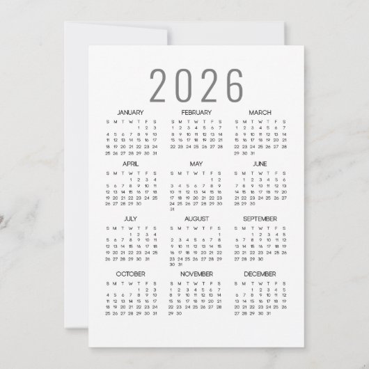 Elegante foto 2026 Kalender Gelukkig Nieuwjaar Feestdagenkaart (Achterkant)