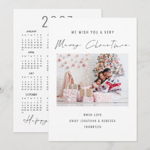 Elegante foto 2027 kalender Zalig Kerstmis kaart