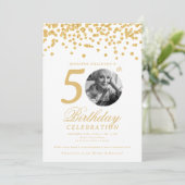 Elegante foto 50e verjaardag gouden Confetti Kaart (Staand voorkant)