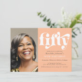 Elegante foto 50e verjaardag uitnodiging (Staand voorkant)