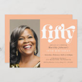 Elegante foto 50e verjaardag uitnodiging (Voorkant / Achterkant)