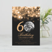 Elegante foto 60e verjaardag Gold Midnight Glam Kaart (Staand voorkant)