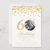 Elegante foto 60e verjaardag Gouden Confetti Kaart (Voorkant)