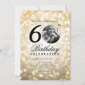 Elegante foto 60e verjaardagsfeest gouden bokeh kaart (Voorkant)