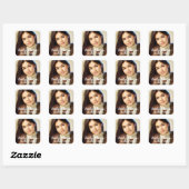Elegante foto afstudeer naam script vierkante sticker (Vel)