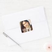 Elegante foto afstudeer naam script vierkante sticker (Envelop)