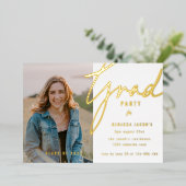 Elegante foto Afstudeerder Party Folie Uitnodiging (Staand Voorkant)