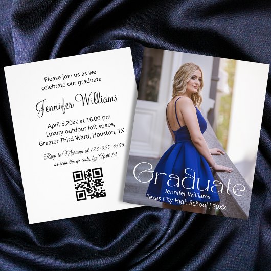 Elegante foto afstudeerfeest QR code uitnodiging Flyer