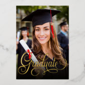Elegante foto afstudeerscript folie uitnodiging (Voorkant)