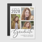 Elegante foto Afstuderen aankondigingsmagneet Magnetische Uitnodiging (Voorkant / Achterkant)