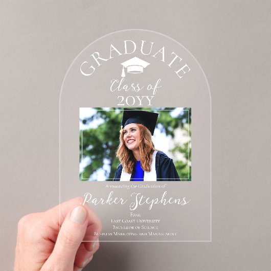 Elegante foto Afstuderen Afstuderen aankondiging (Insitu (Draagbaar))
