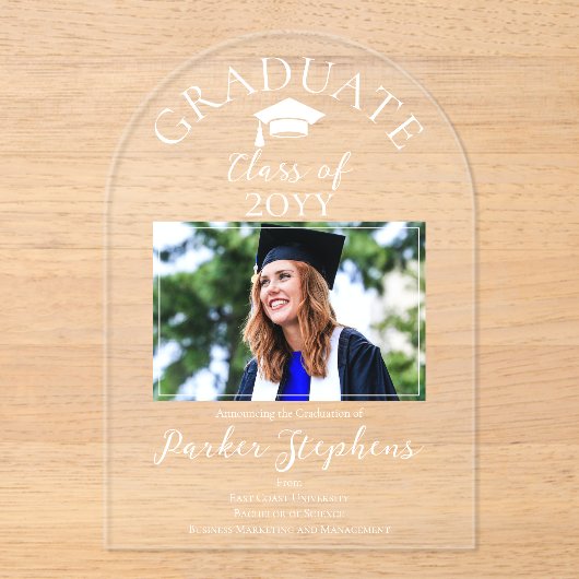 Elegante foto Afstuderen Afstuderen aankondiging (Voorkant)