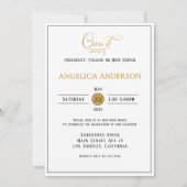 Elegante foto Afstuderen White Script Invitation Kaart (Achterkant)