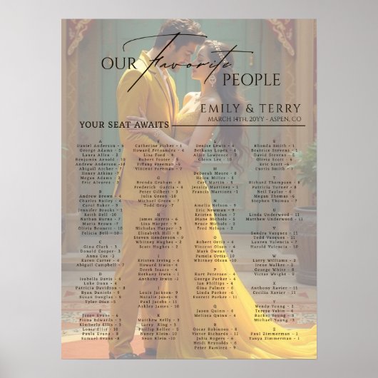 Elegante foto Alfabetische bruiloft Zitting Grafie Poster (Voorkant)