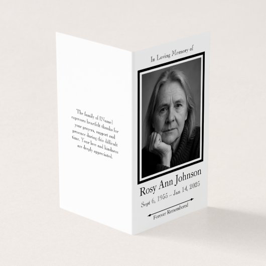 Elegante foto begrafenis orde van dienst programma (Buitenkant)