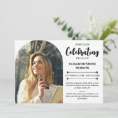 Elegante foto begrafenis - viering van het leven kaart (Staand voorkant)