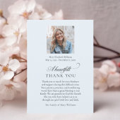 Elegante foto Blauw Christelijke begrafenis Dank u Bedankkaart