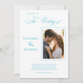 Elegante foto Blauwgroen moderne huwelijksuitnodig Kaart (Voorkant)