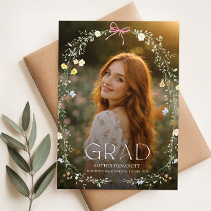 Elegante Foto Bloemboog Afstudeeraankondiging Briefkaart