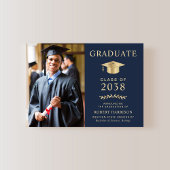 Elegante foto Blue Gold College Afstuderen Aankondiging