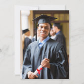 Elegante foto Blue Gold College Afstuderen Aankondiging (Achterkant)