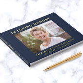Elegante foto Blue Gold Memorial begrafenis Gastenboek