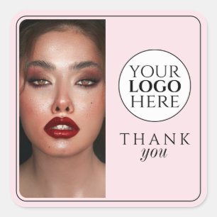 Elegante Foto Blush Roze Logo Bedankt Make-up Vierkante Sticker