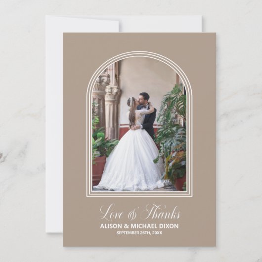 Elegante foto boog bruiloft dank u kaart (Voorkant)